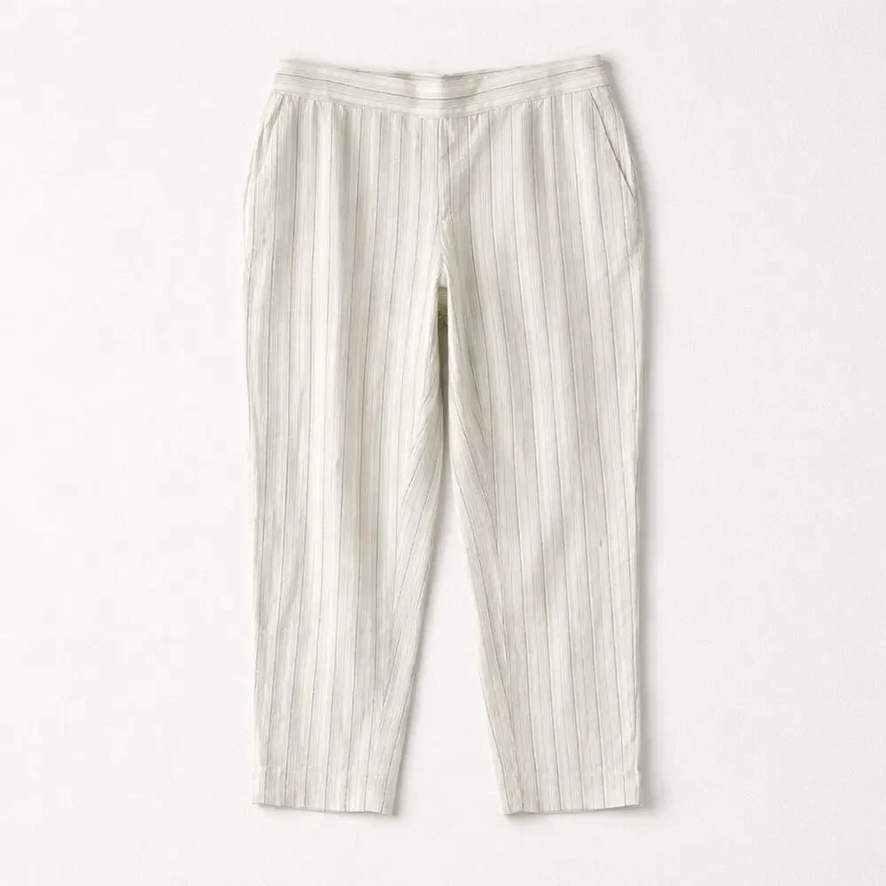 Banana Republic Women's Linen Striped Boho Chic Cottagecore Summer Pants, Size 6